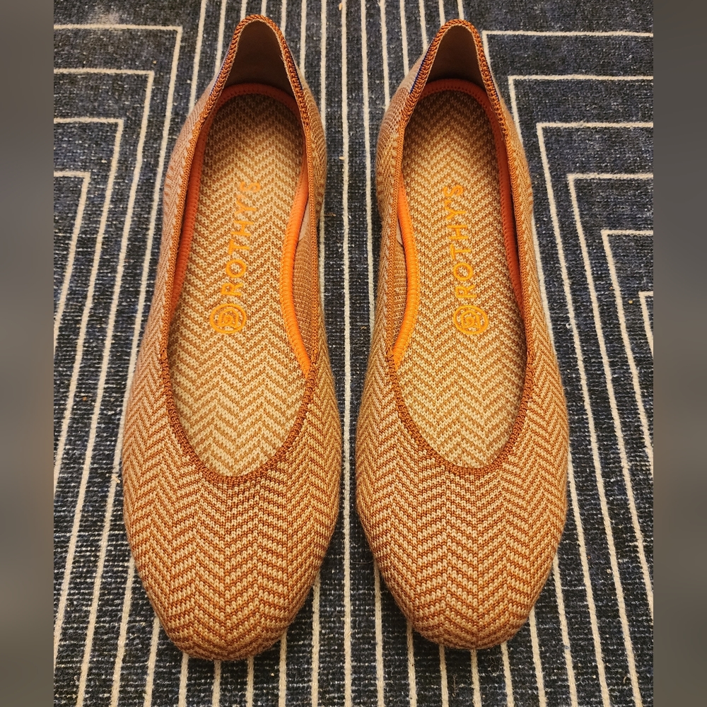 Rothy's Camel Herringbone Merino Square Flats
